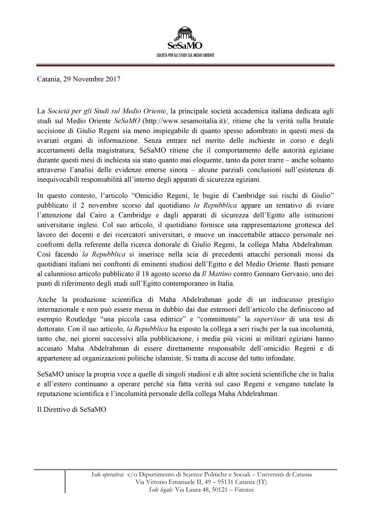 Microsoft Word - Comunicato SeSaMO_29 Novembre.doc